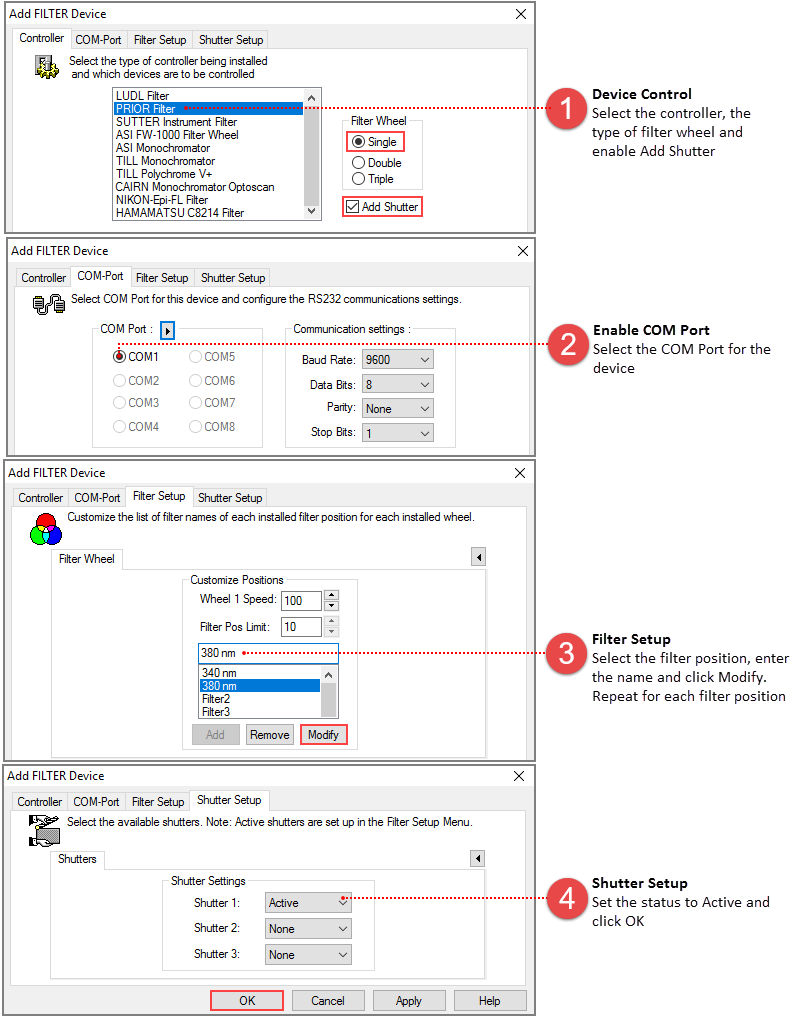 Add a Filter and Shutter Device